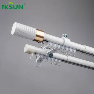 IKSUN Complete Set Adjustable Cafe Tension Window Double Curtain Rods and Rails