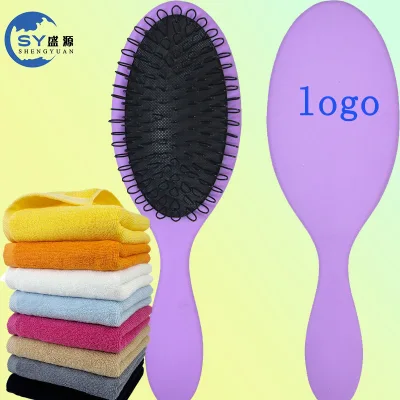 Customized Logo Elegant Ionic Boar Bristle Nylon Wave Brush Long Handle Detangling Paddle Vent Cushion Waterproof Compact