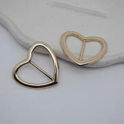 Elegant Golden Heart-Shaped Women's High Heels Metal Shoe Buckle High Quality Adjustable Detachable Zinc Alloy Buckle