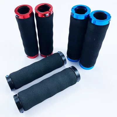 Bicycle Handlebar Grips MTB Bike Sponge Grips Screw Double Lock-On Grips Non-slip Double-sided Locking Sponge Handle
