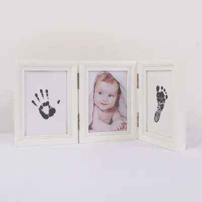 Baby Handprint Photo Frame a Solid Wood Photo Frame Gift with Washable Ink Print