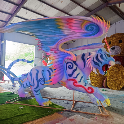 Factory Custom Chinese tiger Lanterns Holiday Lighting Led Silk Lanterns Fly tigers Lantern for Sale
