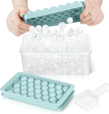 Round Ice Cube Tray with Lid Plastic Diy Ice Ball Maker Mould Ice Mold Kitchen Tools