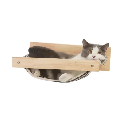 Black Stripe Wooden Cat Beds Perches Wall Mounted Kitten Furniture Stable Lounging & Climbing Pet Product Promotional Pet Beds