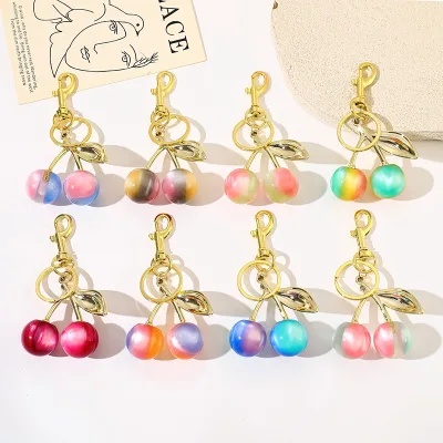 Hot Cherry Keychain Accessories Designer's New Fashionable Bags Keychain Pendant Smulti-color Cherry Diy Pendant Keychains