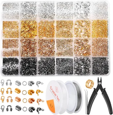 Acejoz 2160-Piece Crimp Beads Kit for Jewelry Making Knot & Crimp Tube Covers Jump Rings Wire Guardian Beads & Bead Assortments
