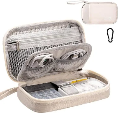 Portable Lightweight Leather Casual Water Resistant Large Capacity Travel Handbag Zipper Closure for Chargers Headphones Power