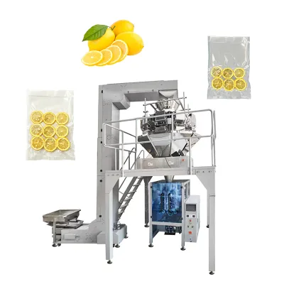 Commercial Automatic Vertical Vacuum Form Fill Seal Machine for Lemon Slice Ginger Slice Vegetable Slice Food Packing