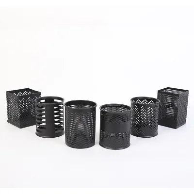 Unique Dot Design Pen Cup Metal Punched Pencil Holder