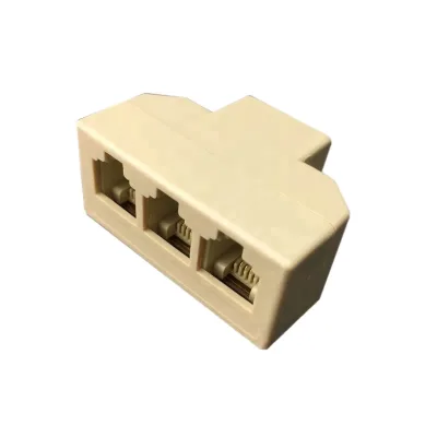 With High Click Triplex 3 Way Rj11 Modular Phone Splitter 1 to 3 Adapter