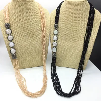 CH-LAN0996 Fashion Stone Bead Necklace with Shell Beads Charms,wholesale Bead Tassel Necklace,gemstone Jewelry Necklace