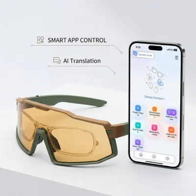BT5.4 AI Smart Sport Glasses IP65 Waterproof Polarized TR90 Frame Myopia-Friendly OEM Wholesale Cycling Sunglasses