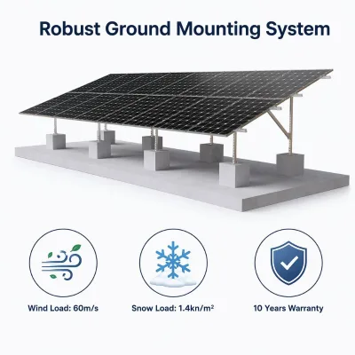 Fast Installation Concrete Solar Ground Mounting System Pre-assembled Frame Quick Setup Cost Effective Solar Array Bracket