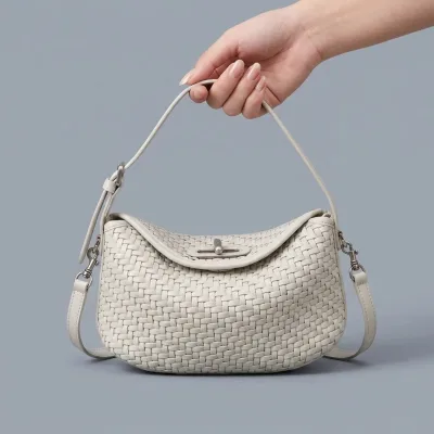 Wholesale Women's Eco-Friendly Fashion Casual Tote Bag Embroidery Natural PU Open Dual Shoulder Straps Compact