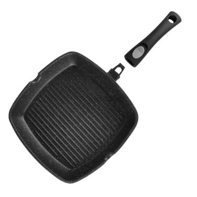 Wholesale Die-Cast Aluminum Nonstick Coating 24cm 28cm Frypans Grill Pan BBQ Cookware with Removable Handle