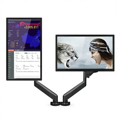 New Steel Dual-Screen Air Pressure Display Bracket Rotating Desktop Lifting LCD Computer Screen Base China TV Accessories