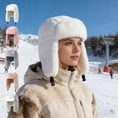 Women's Windproof Winter Faux Fur Trapper Ushanka Hat for Outdoor Skiing Snowboarding