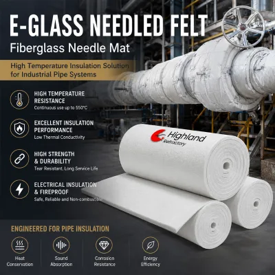 E-Glass Fiberglass Needle Mat 160kg/m³ Insulation Blanket for Chemical Plant High Temp Pipe Insulation EPC Project