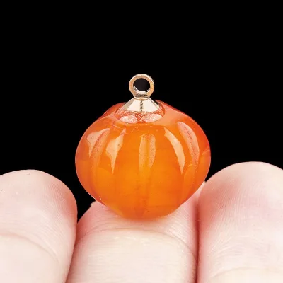 Pumpkin Natural Stone Charms Gemstone Pendants with Loops Crystal Pumpkin Charms for Bracelet Necklaces Earrings Jewelry Making