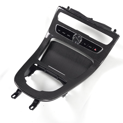 Dashboard-mounted center console panel for upgrading Mercedes-Benz C-Class models with analog clock design.