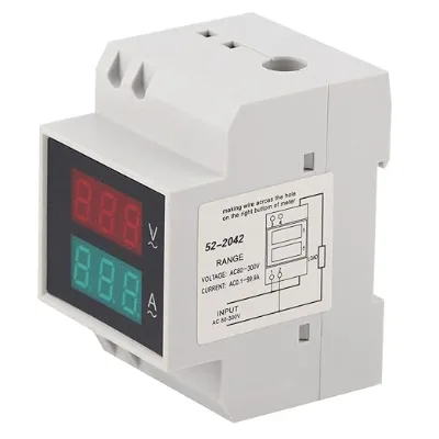 Single Phase Energy Meter with LCD Display Din Rail Electricity Usage Monitor for Voltage - 220V AC 40V-300V 100A