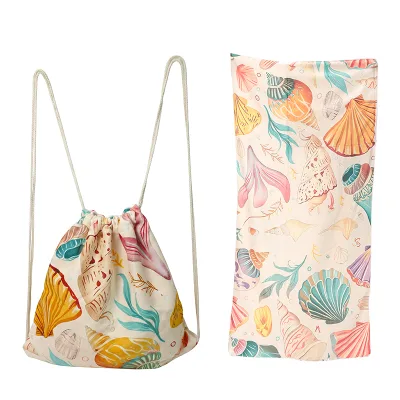 Quick Dry Beach Towel Bag 2 in 1 Foldable Towel-to-Bag Convertible Beach Mat & Carry Bag Absorbent for Pool Beach Travel Camping