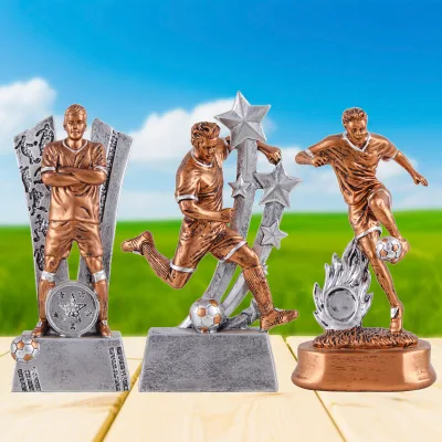 All Design Bronze Silver Soccer Trophies Cup Awards for Sport and Game Trophy Custom Logo Quality Resin Football Trophies