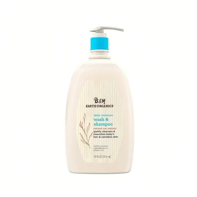 Baby Daily Moisture Gentle Bath Wash & Shampoo with Natural Oat Extract Hypoallergenic Tear-Free Formula for Sensitive Hair Skin