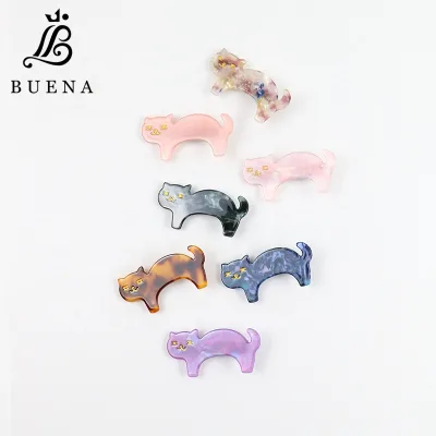 Wholesale Custom Kitten Duckbill Hair Clips Marble Acetate Hair Clips Short-legged Cat Shape Hair Clips