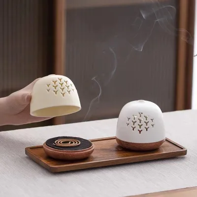 Mingming Incense Burner Household Indoor Ceramic Agarwood Fragrance Furnace Lid Tea Ceremony Ornament Ceramic Incense Burner