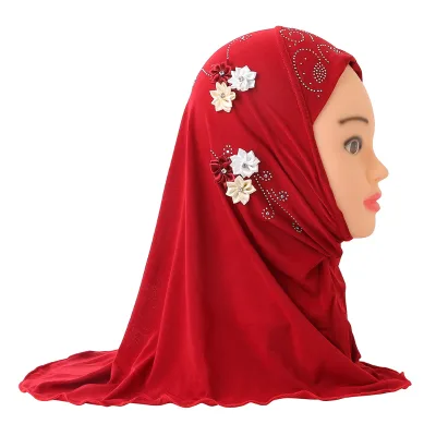 Two-to-six-year-old Girls, Hijab Plain Tube Hats Hijab for Islamic Girls Wear Muslim Hijab Women