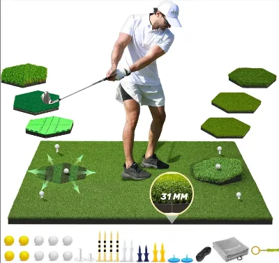 8-in-1 Golf Mat Multi-functional 5x4 Feet Golf Hitting Mat for Indoor/Outdoor Practice 8 Insert Pads Golf Mat