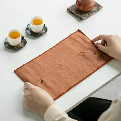 Estick Customized 100% Cotton Linen Tea Towel Drinkware Super Soft Kitchen Towel Matcha Tool Sale Utensils Napkin