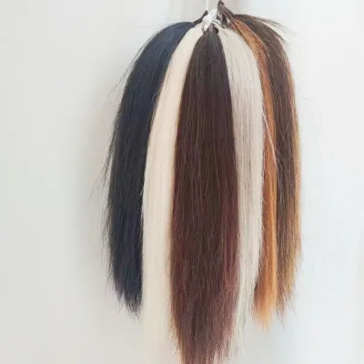 Jet Black 95cm 510g Cloth Loop Top Horse Tail Extensions With Natural Tapered Bottom False Horse Tail