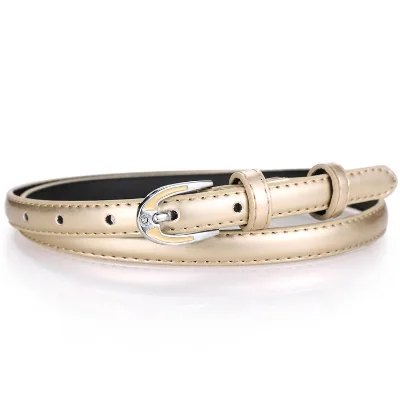 New Arrival Ladies Pu Leather Belts for Women Thin Western Belts for Jeans and Dress with Pin Clasp