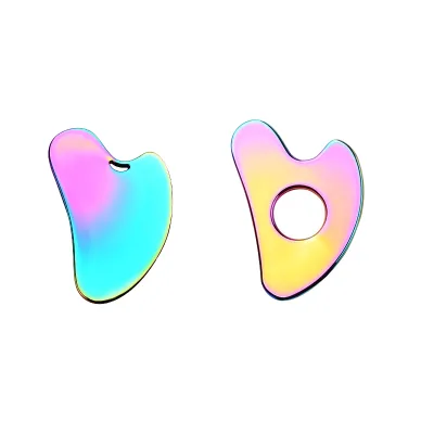 HZ Scraping Board Lymphatic Drainage Therapy Deep Tissue Myofascial Professional Rainbow Stainless Steel Gua Sha Massage Tool