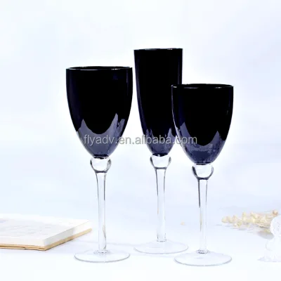 The Custom Fancy Black Ice Wine Glass with Long Stem for Kitchen and Tabletop