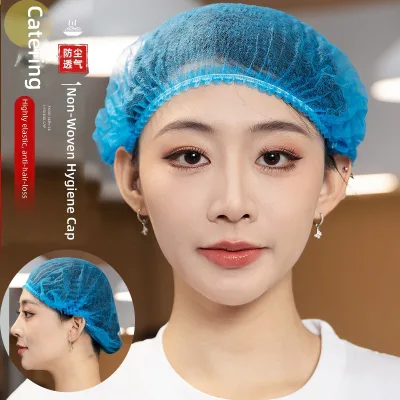Wholesale Disposable Striped 100% Cotton Unisex Dust-Free Mesh Oil-Fume-Proof Food-Service Workshop Caps Four Seasons