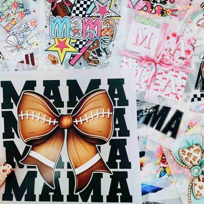 Customizable Baseball Bow Mother's Day Design Heat Transfer Stickers for Business Logo Transfer Printing Product
