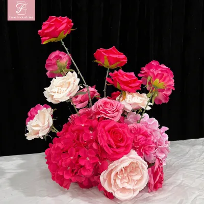 Fine Pakistani Silk Artificial Flower Ball for Wedding Stage Decoration High-Level Design Pink Color