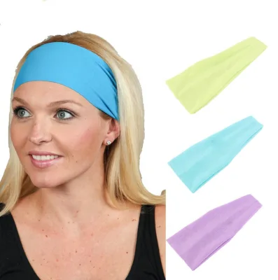 New Style Girls Headbands Wide Sweatband Cotton Solid Color Stretchy Head Accessories Yoga Sport Head Bands