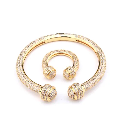 Stylish Luxury Fashion Tennis Bracelets and Rings Set with ZIRCON Stones 18K Gold/Silver Plated Women's Jewelry