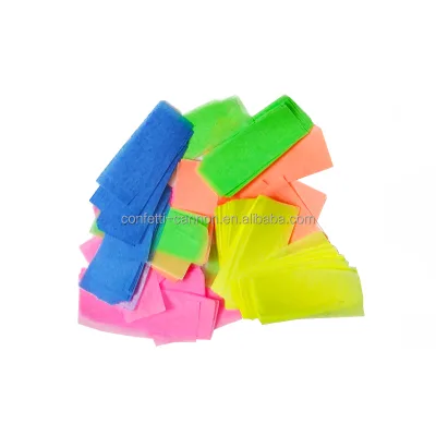 Multicolor Confetti UV Paper Tissue Flameproof Rectangle 2*5cm Neon Confetti for Nightclub