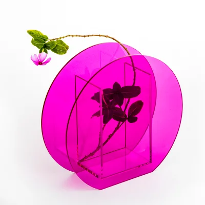 Custom Nordic Home Decoration Colored Neon Acrylic Vase Geometric Table Various Color Indoor Vase Wholesale