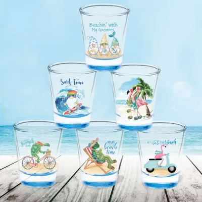 Custom logo Decal clear Holiday Party Gifts Souvenir Christmas Shot Glass
