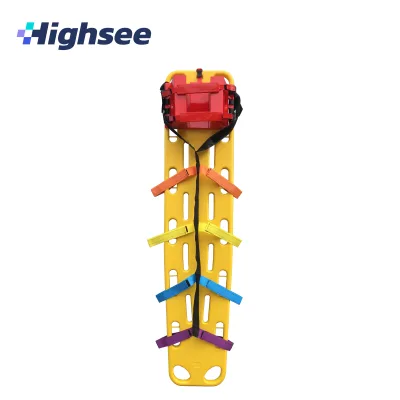 Emergency Rescue Red Backboard Stretcher with Head Support Pool Plastic Long Spine Board