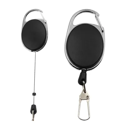 Customizable Circle Oval Shape 34mm Carabiner Keychain Alloy Back Clip Durable Retractable Anti-loss Theft Eco-Friendly Reusable