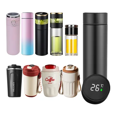 500Ml Glass Stainless Steel Double Wall Temperature Display Smart Water Bottles Bottle Coffee Mugs Mug Cups Cup with Tea Infuser