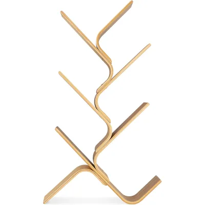 Hot Selling Tree Shape Bamboo Wooden Book Shelf Modern Standing Bookcase Curved Rack Organizer Shelves