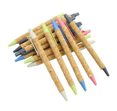 Eco Friendly Retractable Cork Ballpoint Pen Custom Logo Promotional Gift Biodegradable Ball Pen for Office School